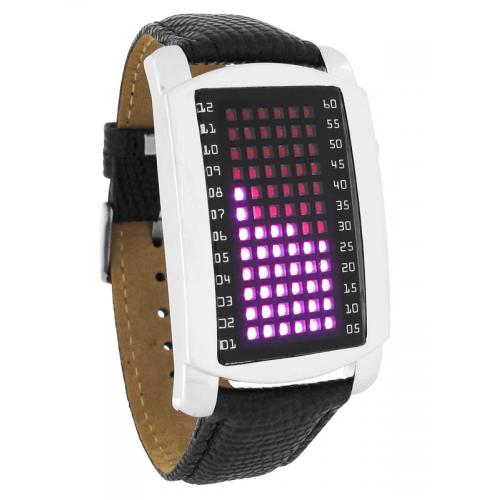 Часы LED матрица кож. ремень