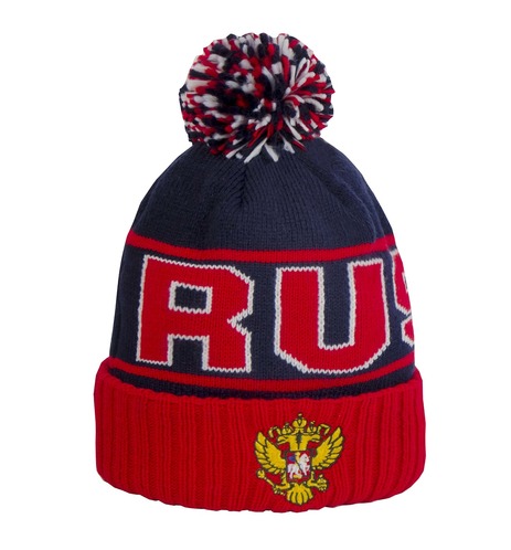 Шапка Россия,син.-красн., 55-58