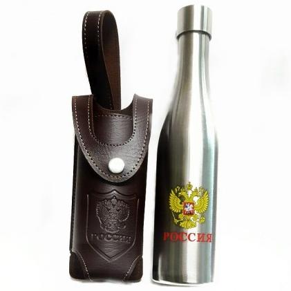 Бутылка стальная в чехле "Россия", (18 oz)