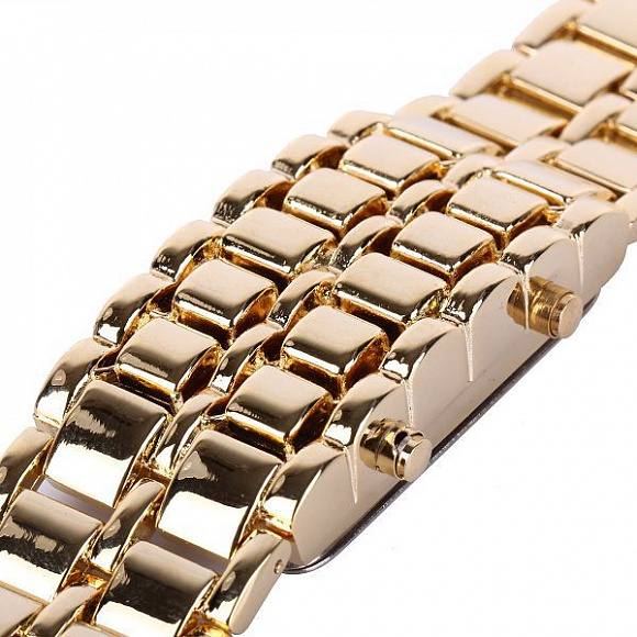 Часы LED браслет металл золото