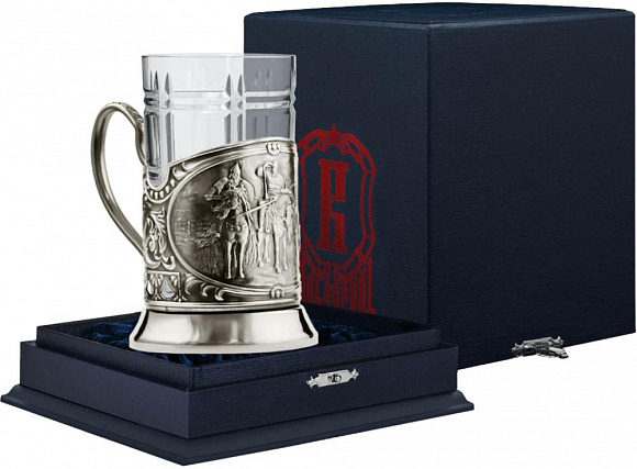 Подстаканник ник-черн. "Три Богатыря" + стакан