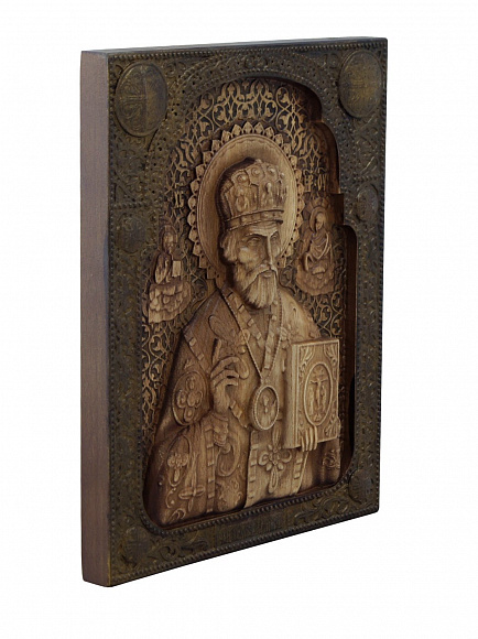 Икона массив "Николай Чудотворец" 23х17 см.