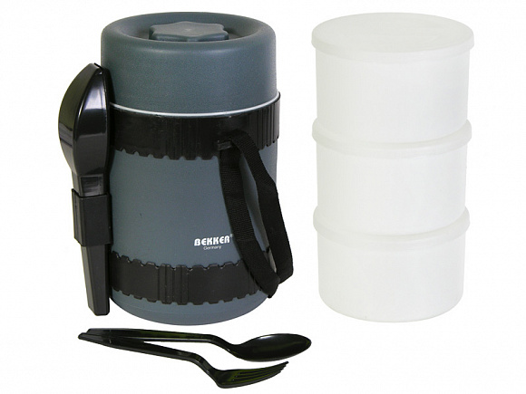 Термоконтейнер Lunch Box Bekker черный 3 х 0.43 л.