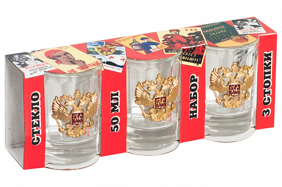 Набор со стопками "Герб России" (3 шт.)