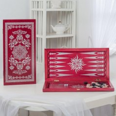 Нарды "Восьмигранник" 480 х 240 малиновые