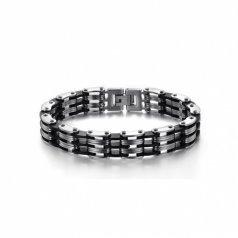 Браслет стальной "Цепь" с резиновыми вставками