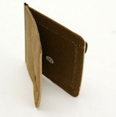 Зажим для денег с кармашком коричневый