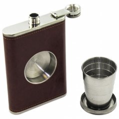 Фляга со стопкой 9Oz коричневая