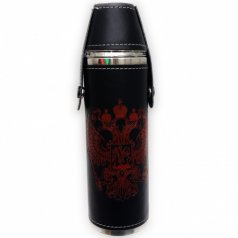 Фляга цилиндр 10OZ + 2 стопки "Герб РФ"