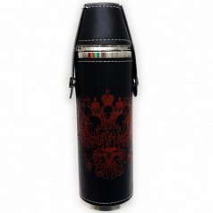 Фляга цилиндр 10OZ + 2 стопки "Герб РФ"