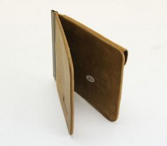 Зажим для денег с кармашком, магн. защелка, коричневый