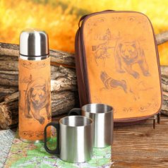 Набор с термосом "Медведь и собаки"