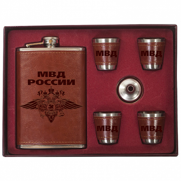 Набор фляга+4 стопки "МВД России"
