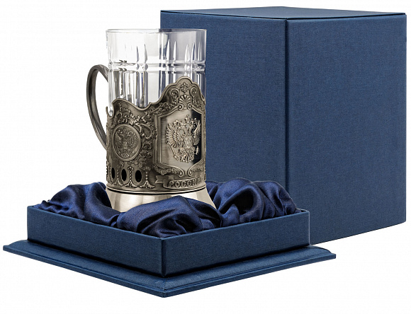 Подстаканник ник-черн. "Герб РФ" + стакан