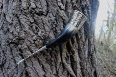 Рог горного барана, мельхиор, коньячный