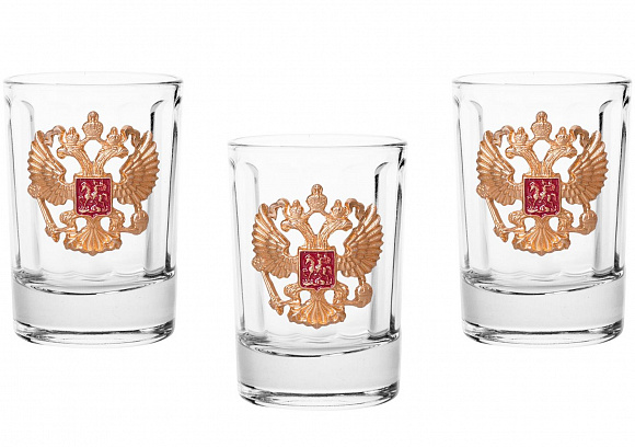 Набор со стопками "Герб России" (3 шт.)